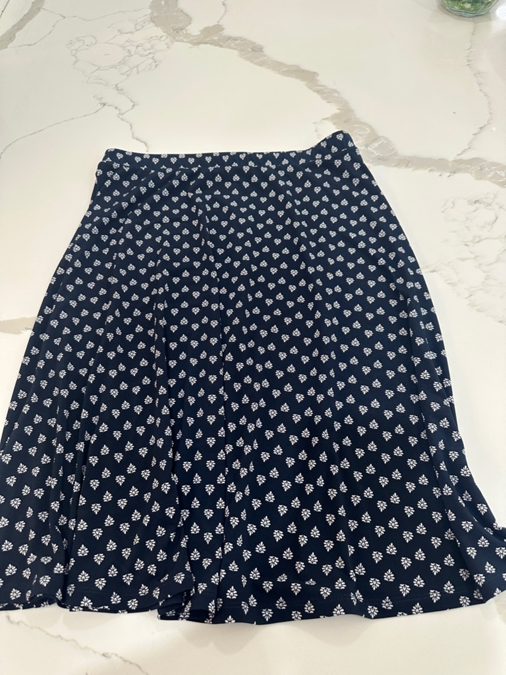 Gilli Navy Blue Midi Skirt with White Floral Motif